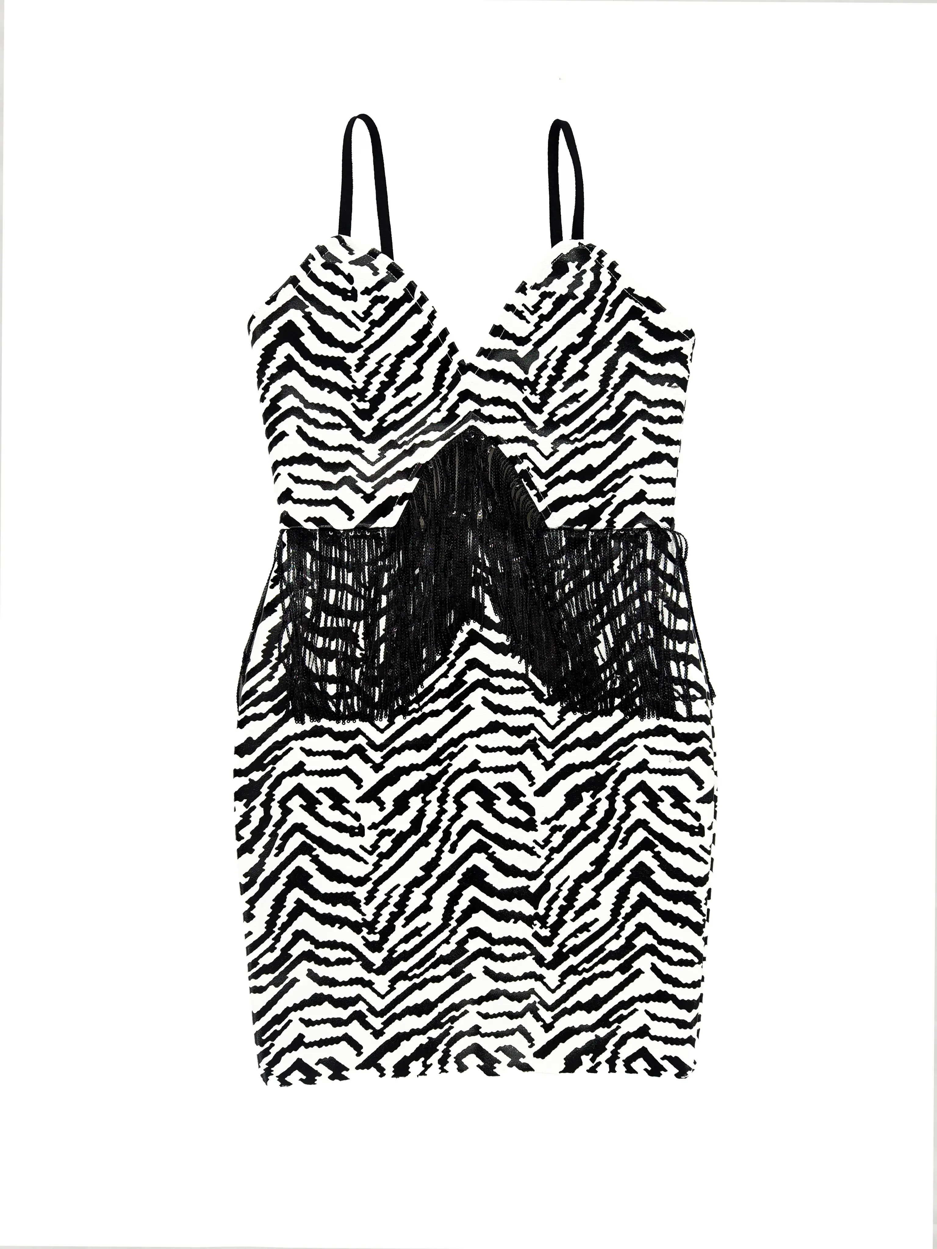 EOOSLIKY Zebra Print Fringe Dress - Black & White Strappy Slip Mini with Adjustable Neckline, Boho Party Gown Spandex Statement prom dress - TikTok Shop EOOSLIKY Zebra Print Fringe Dress - Black & White Strappy Slip Mini with Adjustable Neckline, Boho Party Gown Spandex Statement prom dress - TikTok Shop