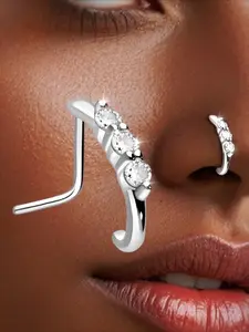 A Triple-Arc Nose Stud S925 Silver, Set with Synthetic Zirconia, Unique Design Mysterious Vintage Style, Elegant Simplicity, Suitable for Various Occasions, Perfect Gift for Women, Hypoallergenic, Nose Ring Jewelry, Body Jewelry