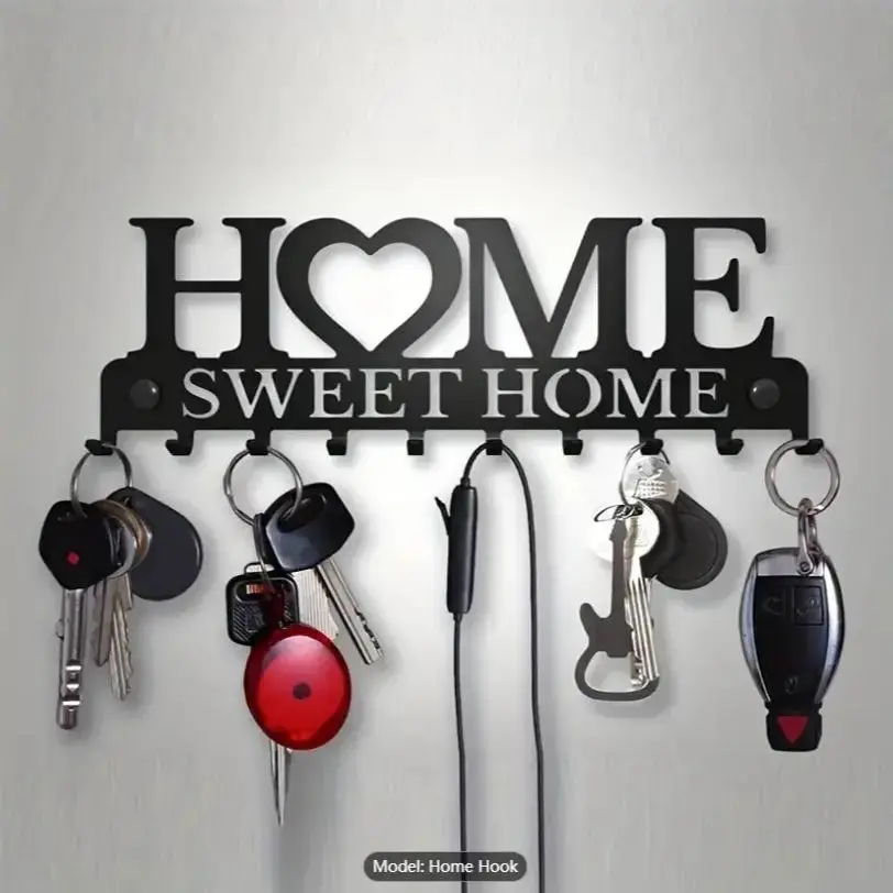 Home Sweet Home Letter Pattern Wall Hook, 1 Count Metal Wall Mounted Hook, Multifunctional Hooks for Hanging Clothes & Towel, Home Organizer for Bathroom & Living Room, Decor, Room Accessories, Wall Hooks For Coats