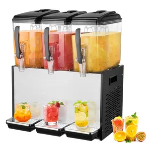 Commercial Beverage Dispenser With Three 12L Tanks, Cold Drink Station For Juices Iced Tea Water And Sodas, Triple Tank Design, Stainless Steel Construction, Leak-Proof Spigots, Easy To Clean, Ideal For Cafes And Restaurants