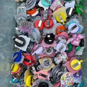 Badge Reels - Live Claim Only, Featuring Cattle Design, Black & White Patterns, Metal Clip Attachment