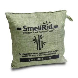 SMELLRID Reusable Bamboo Activated Charcoal Odor Remover Pouch – XX Large (8.5" X 8.5"): Treats Up to 300 sq. ft. to Eliminate Nasty Smells