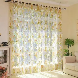 1PC, Beautiful Rose Pattern Sheer Fabric Window Curtain, Home Textile, Living Room Bedroom Balcony Decor, Transparent Light Filtering, Easy Installation, Washable, Minimalist Style, Interior Decoration Accessories