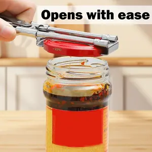 Jar Opener for Weak Hands, Multifunctional Adjustable Can Opener, Stainless Steel Jar Lid Opener Bottle Opener Tool for Seniors with Arthritis