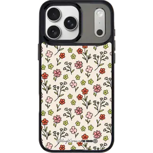 THE HOOD Wlidflowers GoldenSnap Magnetic Interchangeable Protective Phone Case Compatible with MagSafe, Cute Pink Heart & Bow Print Case for iPhone 17 Pro Max / iPhone 17 Pro / 17 / Air / 16 Pro Max / 16 Pro / 15 Pro Max / 15 Pro