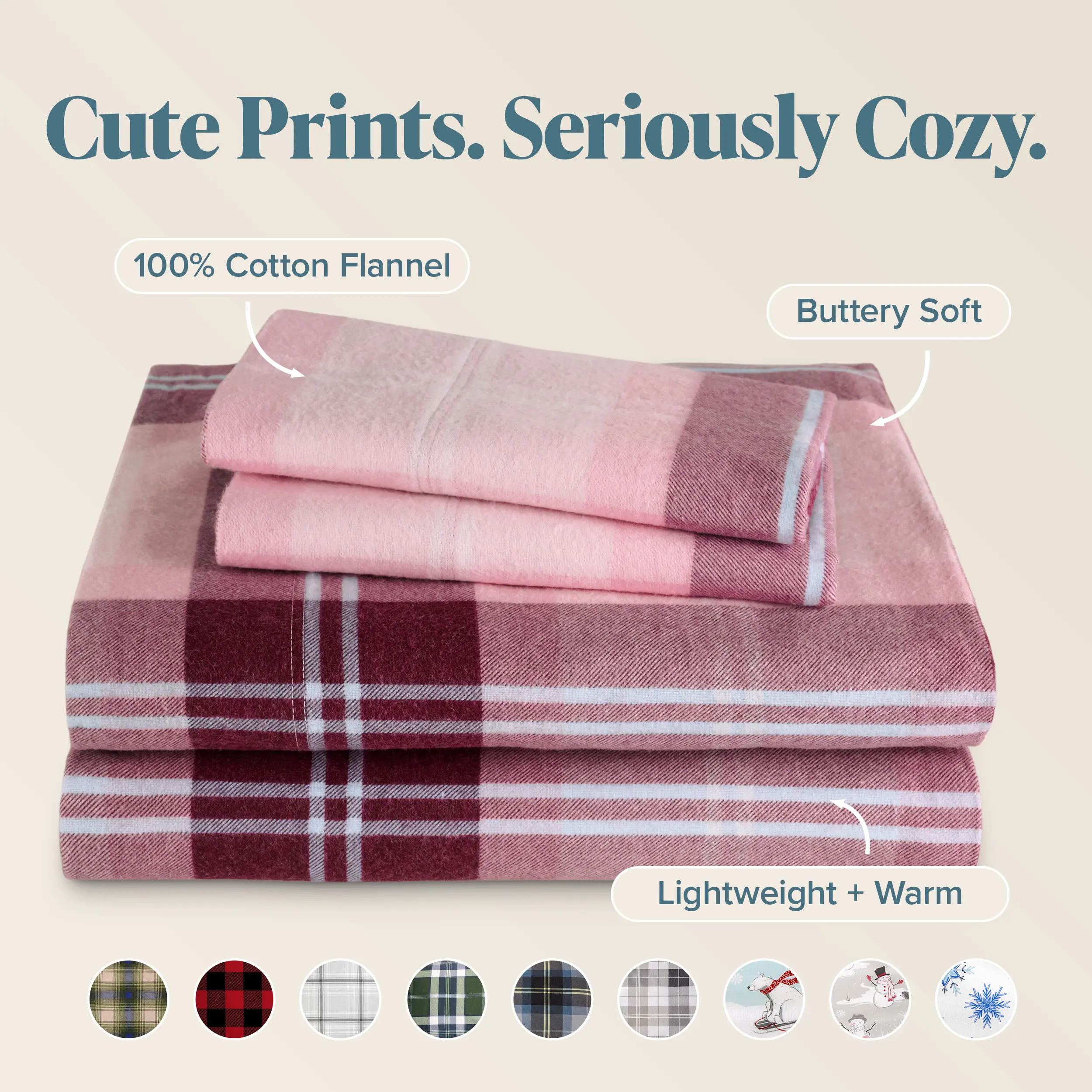 Bare Home Flannel Sheet Set, Prints, Double Brushed Flannel Decorative Bedsheet Sets