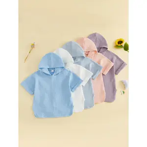 Kids Swim Cover-up, Toddler Hooded Bath Towel Solid Beach Clothes for Girls Boys