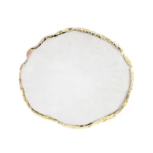 Resin Nail Art Palette, Nail Painting Mixed Color Palette, Gilded Edge Nail Gel Color Makeup Display Board (White)