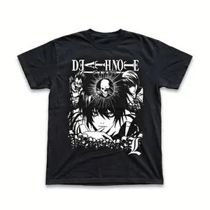 Gildan Men's and Women's T-Shirt, Vintage Death Note Graphic Tee, L Skull T-Shirt, Retro Aesthetic Shirt, Unisex Gift Manga Anime Shirt, Gothic Grunge Y2K Emo Scene Amity Affliction Style Clothes Menswear Womenswear Streetwear