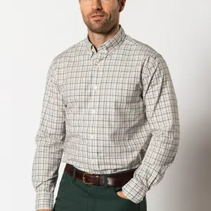 Cotton Twill Shirt Plaid Emerald Green