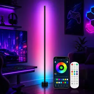 ISUNMEA RGB LED Corner Lamp with Music Sync - 16 Million Colors Ambience Light, Smart App & Remote Control, Perfect Corner Floor Lamp for Bedroom Living Room Gaming Room