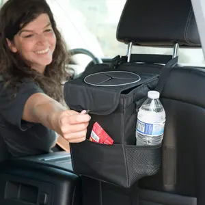 Car Trash Can with Lid Black (1.5 Gallons) | EcoNour Hanging Bin