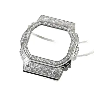 Casio small square diamond-encrusted metal watch case strap diamond watch accessories steel band