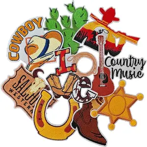 Patches - ️9PCS Vintage and Embroidered Western Style Cowboy Patches: Iron-on or Sewn Appliques for DIY Clothing Repair, Suitable for Bags, Hats, and More