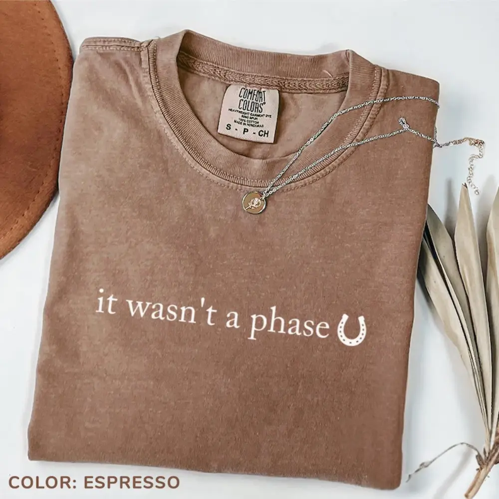 Comfort Colors It Wasn't A Phase T-shirt, Horseshoe Graphic Shirt, Horse Lover Shirt, Equestrian Tee, Horse Riding Shirt, Cowgirl Gift
