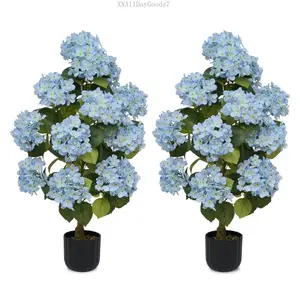 3ft Artificial Hydrangea Flower Pot, Realistic Silk Hydrangea Flower Tree with Decorative Pebbles and Planter, Suitable for Home, Office, Patio, Porch, Indoor and Outdoor DecorationXXAllDayGoods7