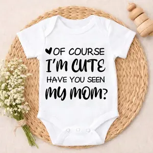 Newborn Baby Bodysuit Romper Outfit Of Course I'm Cute Have You Seen My Mom First Outfit Skin - friendly Newborn Clothes Photo Shoot Outfit Perfect Gift for Grandma, Parents, Perfect for Coming Home & Celebrations