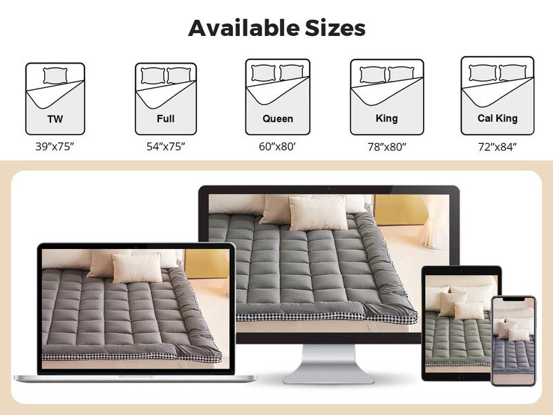 Lakora 900GSM Extra Thick Pain Relief Mattress Topper, Ultra Soft, Warm and Breathable All-Season Mattress Pad with Hypoallergenic Quilted Fiberfill, Foldable Design, Machine Washable and Durable Comfort for Bedrooms, Dorms, Apartments