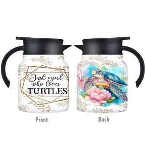 1pc/34oz/1000ml/Turtle Lover's Double Walled Insulated Coffee Pot,Stainless Steel Tea Kettle With Handle And Lid,Ideal Gift For Turtle Enthusiasts,Perfect For Sea Life Admirers,Perfect For Birthdays,Anniversaries,Thanksgiving,Holiday Party Gifts