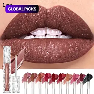 Waterproof Diamond Shimmer Glitter Lipgloss Matte Liquid Lipstick Shiny Pearl Lip Glaze Long Lasting LipTint Glittery Lip Gloss Cosmetic Lipstick Women Makeup #GLOBAL PICKS
