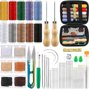 Leather Sewing Kit 59pcs Hand Sewing Heavy Duty Waxed Thread Large-Eye