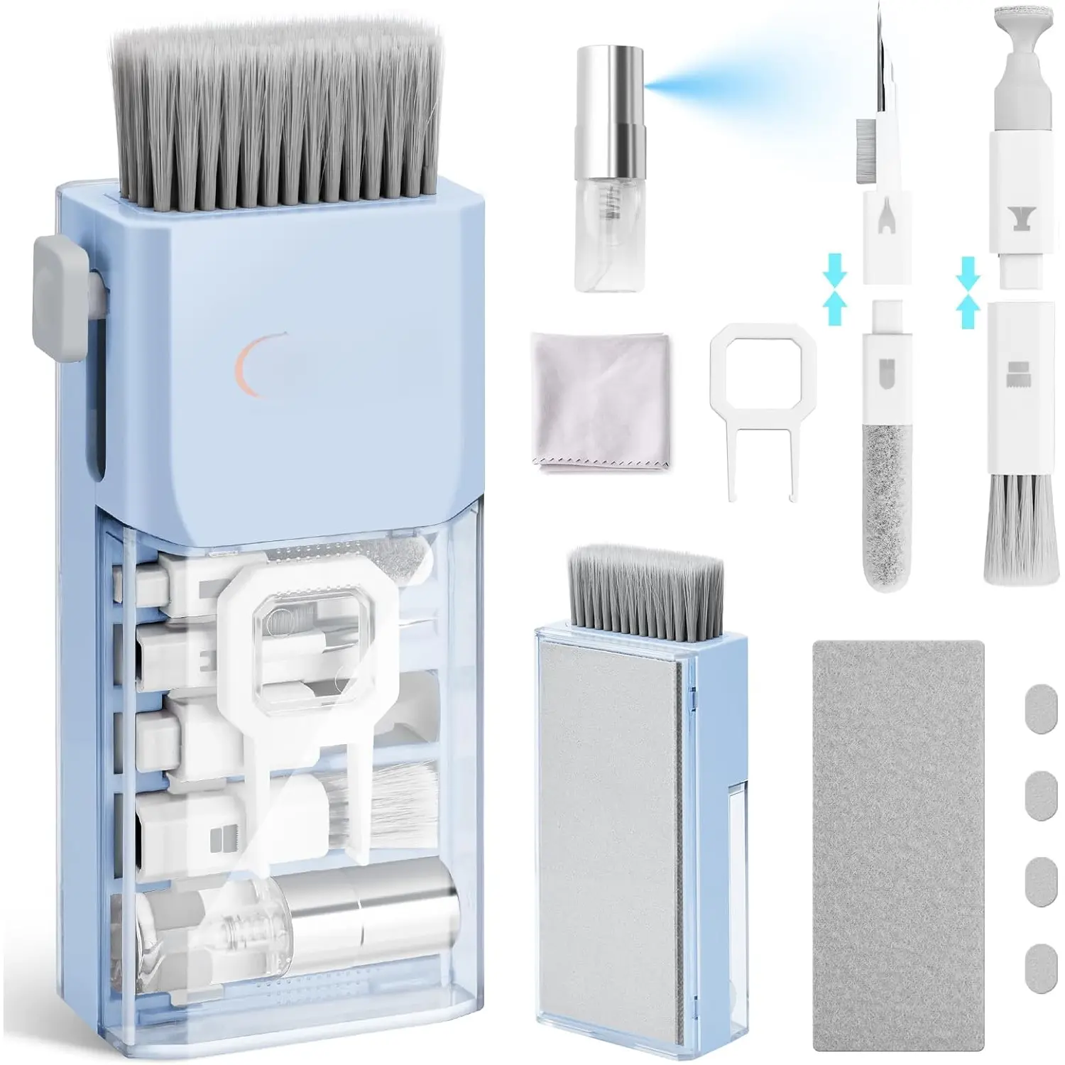 Laptop Cleaning Kit, All in 1 Keyboard Cleaning kit for MacBook iPad , Compact Keyboard Cleaner with Brush and Spray for Tablet, Airpods, Earbud, Computer Screen, PC Monitor, Blue