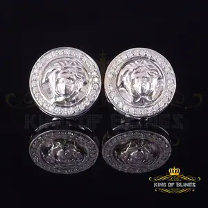King Of Bling's 0.20ct Diamond 925 Sterling White Silver for Men's & Women's Stud Medusa Earring