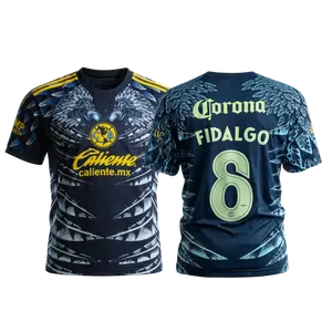 2025 26 New America Away Blue No.8 Fidalgo Short Sleeves Football Jersey Top Fan Version
