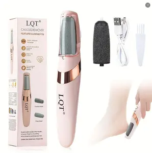 LQT Rechargeable Electric Foot File - Professional Pedicure Tool for Dead Skin, Hard Skin, Cracked Heels, with LED Light & 2 Grinding Heads