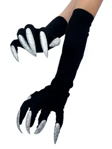 Long Nail Witch Costume Gloves for Halloween Parties, Ghost Claw Design, Perfect for Role-Playing Events, Unique Party Accessory