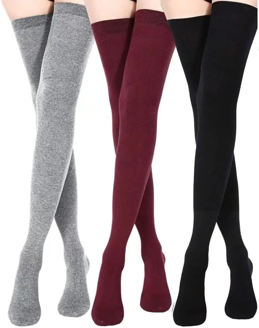 Women Long Fingerless Gloves Knitted Arm Warmers Thumbhole Stretchy Gloves