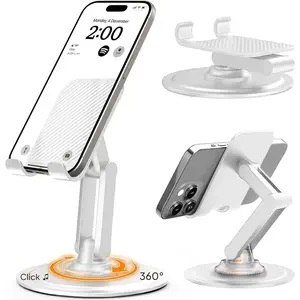 360° Stand - Adjustable Cell Phone Stand for Desk, Multi-Angle, Metal Base, Foldable, Portable, Ideal for Smartphones and Office Use - Cellphone