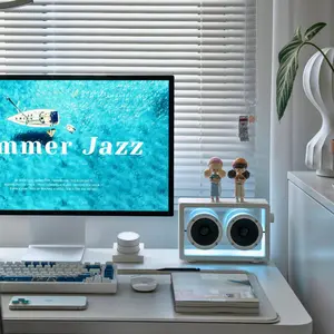 Cassette Glow Portable Wireless Speaker with RGB Lights, 20W Transparent Speaker Bluetooth Loud, HD Powerful Sound and Wide Compatible with Smartphone&Computer for Home Use, Gaming&Desk Setup  Device