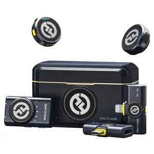 Hollyland Lark M2 Combo Wireless Microphone for iPhone/Camera/Android/PC, 48kHz/24-bit High Fidelity Audio, 300m Range, Noise Cancelling, 40h Use, YouTube, Vlog, Streaming (Black, with Camera RX + USB-C RX)