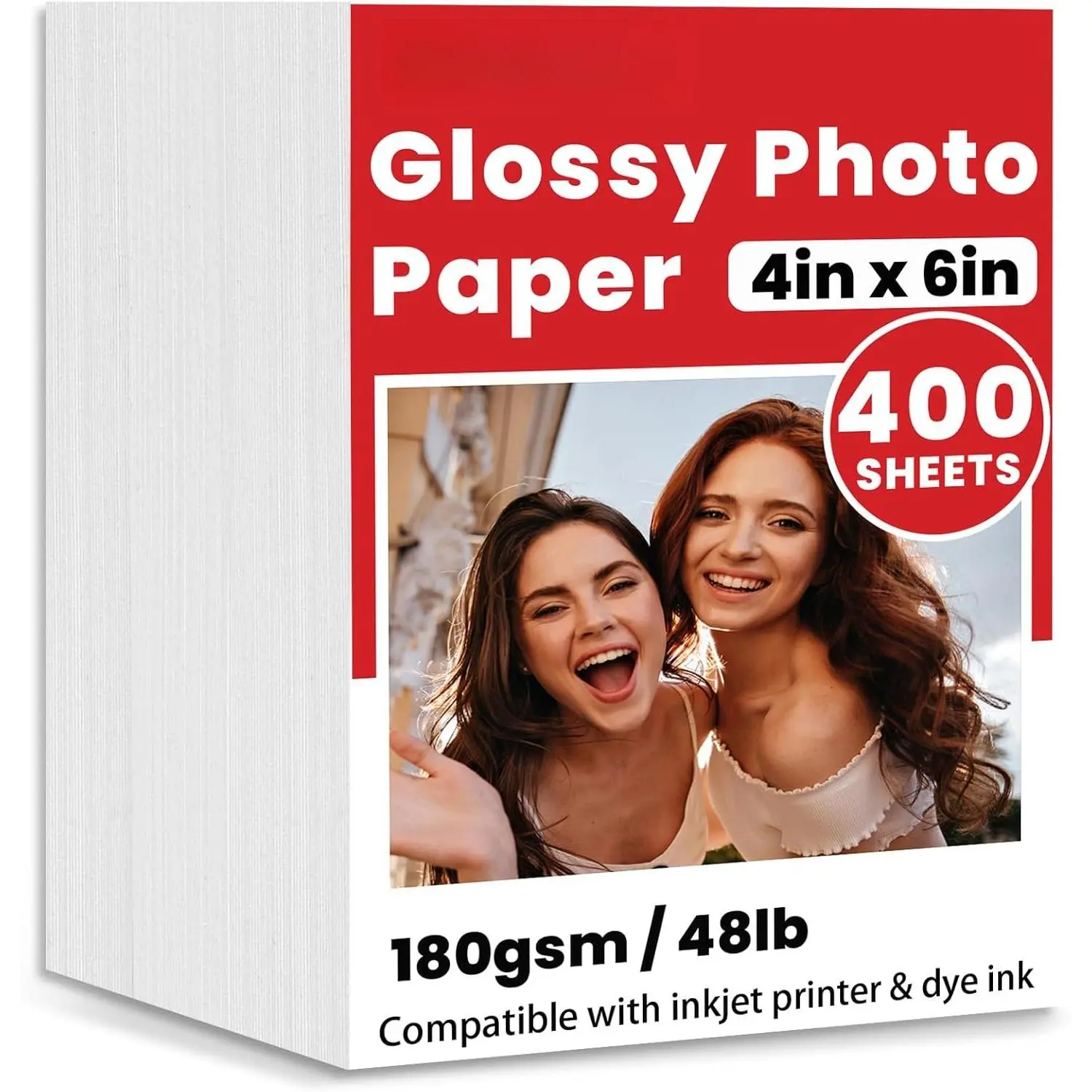400 Sheets Glossy Photo Paper, 4in x 6in Inkjet Photo Printer Paper, Picture Paper for Photos, Calendars, Brochures, Cards, Menus(180gsm / 48lb)