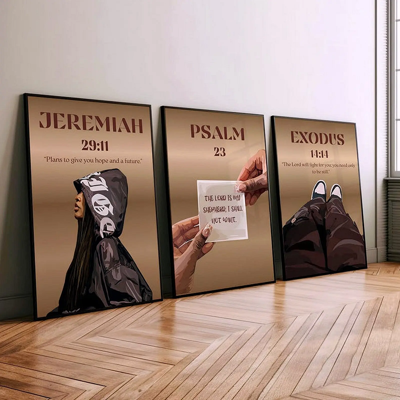 The Bible Verse Christian Poster Set Of 3 Jeremiah Psalm Exodus Premium Wall Art Poster Unframed HD Print Home Decor Unique Trendy Gift