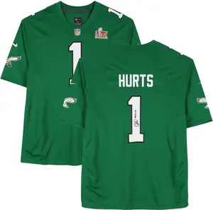Jalen Hurts Philadelphia Eagles Autographed Nike Kelly Green Super Bowl LIX Patch Game Jersey with "SB LIX MVP" Inscription - Fanatics Authentic Certified
