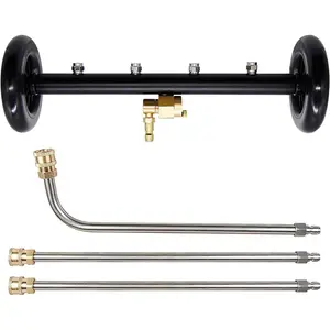 2-in-1  Washer Undercarriage Cleaner Water Broom, 16" Surface Cleaner Power Washer Attachment with 4 Nozzles 3 Extension Rods and QC Pivot Coupler, 4000 PSI 40cm