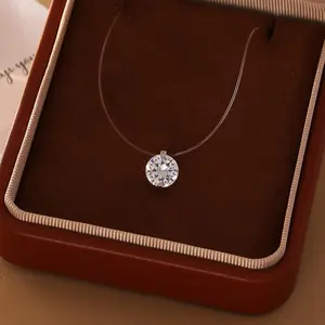 Hot-Selling Mermaid Tears Necklace for Women, Zircon Pendant, Invisible Fish Line Clavicle Chain, Niche Design, Exquisite and Simple Accessory