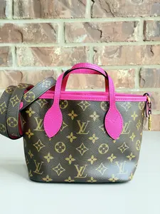 Pre-owned Louis Vuitton Canvas/Leather Shoulder Bags Monogram Neverfull Inside Out Bandouliere BB Rose Pondichery 59281