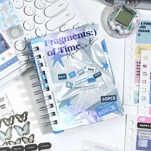 Coil Membrane Sticker Book Time Fragment Series, Korean Style DIY Collage Material for Journals & Pain Bags