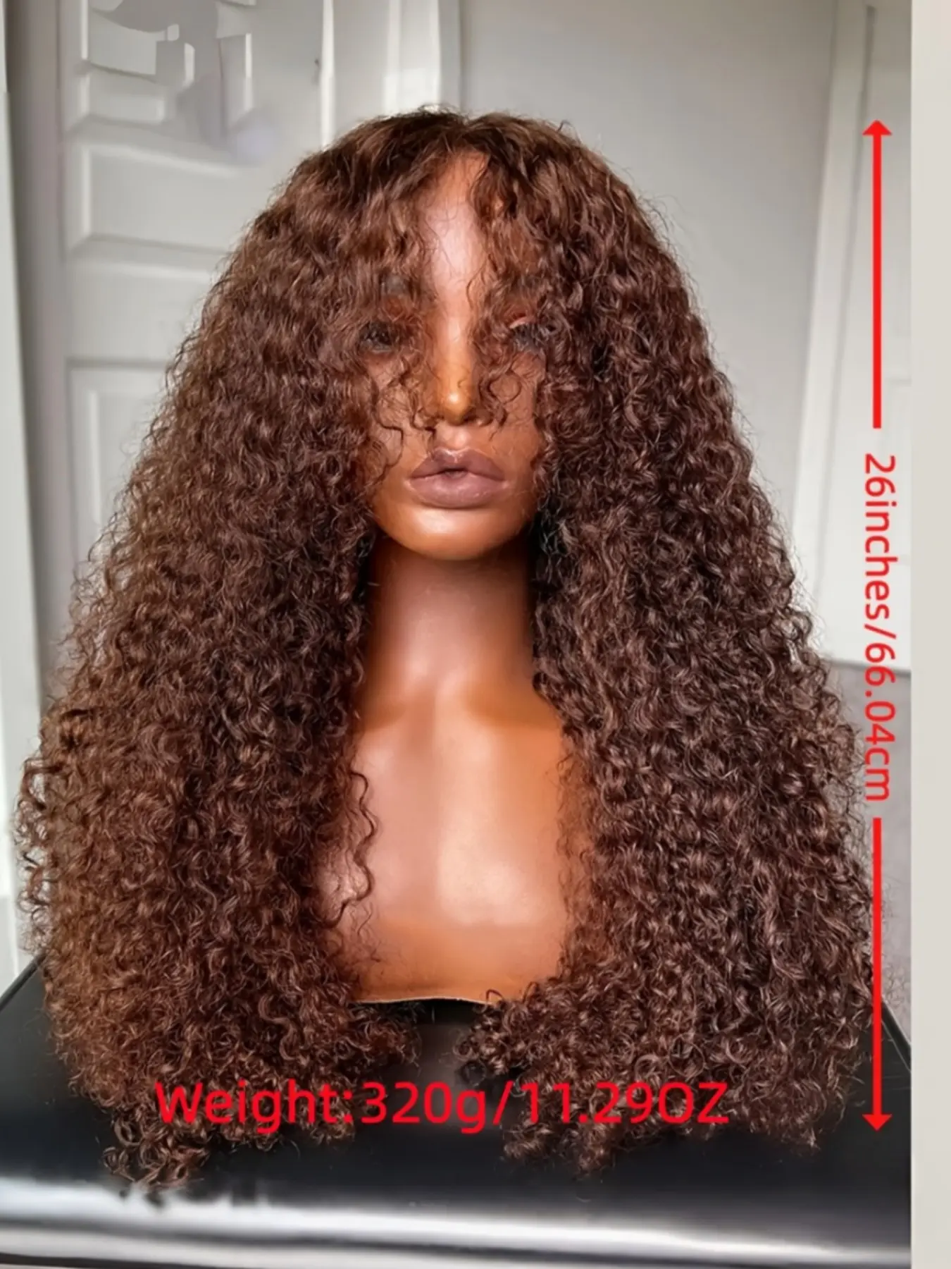 1Piece 26 Inches Long Soft Brown Kinky Curly Hair 180 