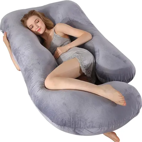 60 Inch Full Body Pregnancy Pillows for Sleeping Cooling U Shaped Maternity Pillow with Removable Washable Velvet Cover for Comfort and Support - Wrap