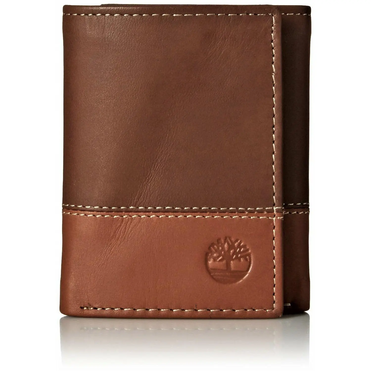 Timberland Men's Premium Genuine Leather Trifold Wallet Brown-Tan