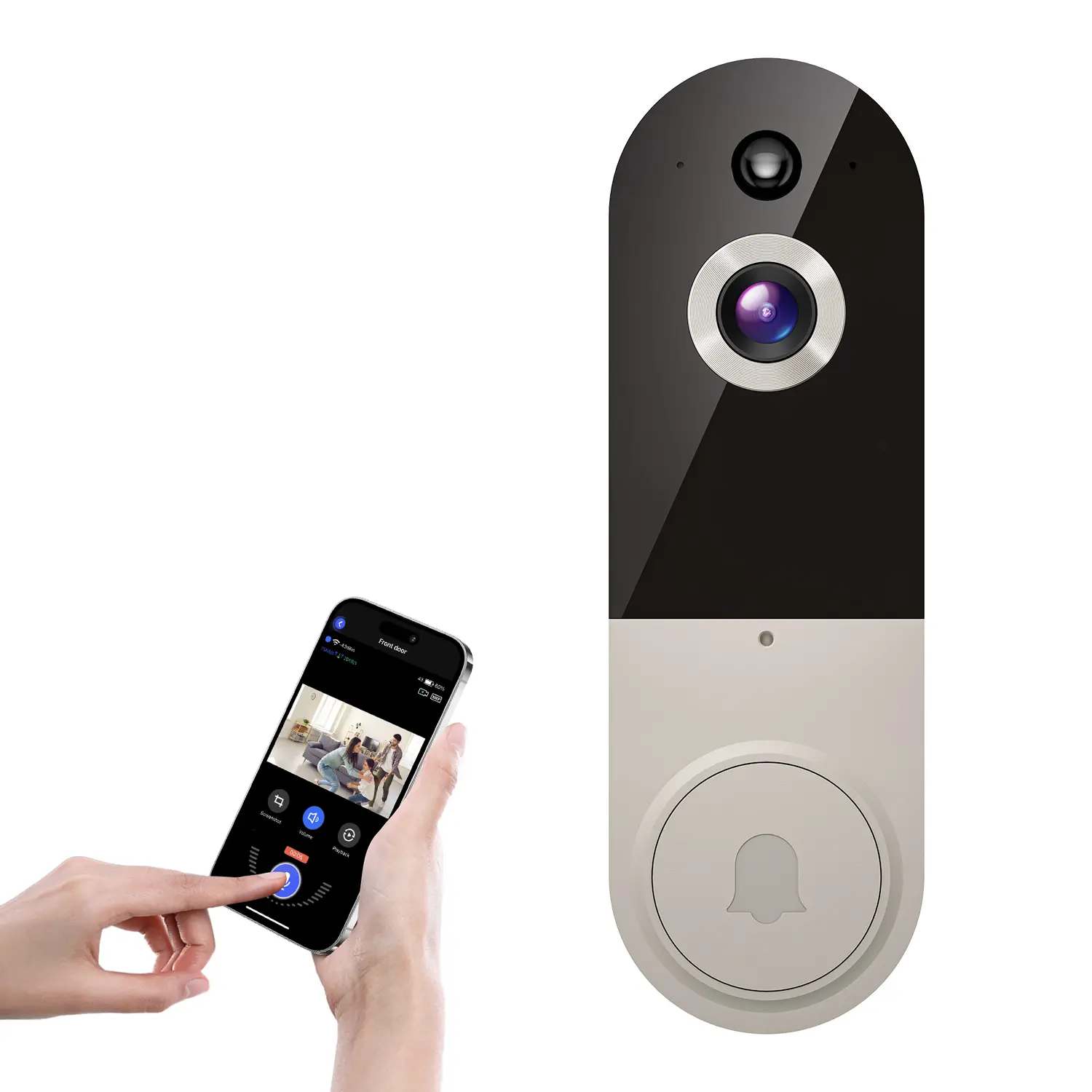 Wireless 1080p Video Doorbell Camera, AI Human Detection, Live View, 2-Way Audio,  Night Vision, 2.4G Wi-Fi, Cloud Storage, Indoor/Outdoor Surveillance Cam