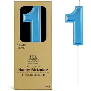 Blue Birthday Candles Number 1, Blue Number Candles, Cake Number Candles For Birthday Parties And Wedding Anniversary Celebrations