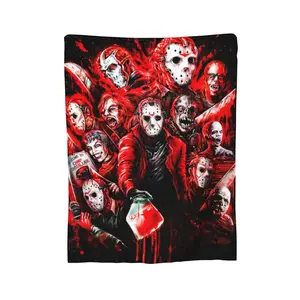 Horror Movie Blanket, Jason Voorhees Horror Bed Blanket Soft Cozy Plush Blanket for All Seasons, Comfortable Lightweight Luxury Ultra Soft Gift, 60''x50''