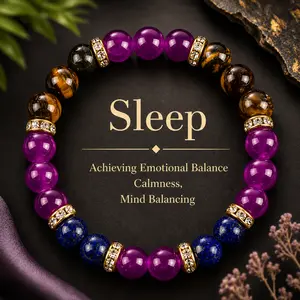 ARPURRAINA Lapis Lazuli & Tiger's Eye Elastic Bracelets for Men & Women Relieve Insomnia Aid Sleep Infuse Prosperity Energy Bring Peace Luck Perfect Gifts Crystal Bracelet