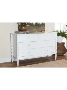 Baxton Studio 193271453269 Lucera Mid-Century White Bobbin Wood 6-Drawer Dresser, 6.70 in.