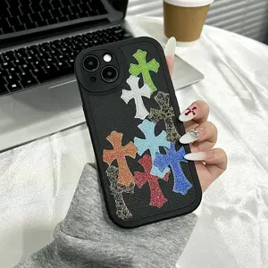 Premium Rainbow Cross-Pattern Shockproof Case for New iPhone 17 Pro Max Compatible with iPhone 17/16/15/14/13/12/11 Pro Max Air Plus Full-Cover Silicone Case Unisex